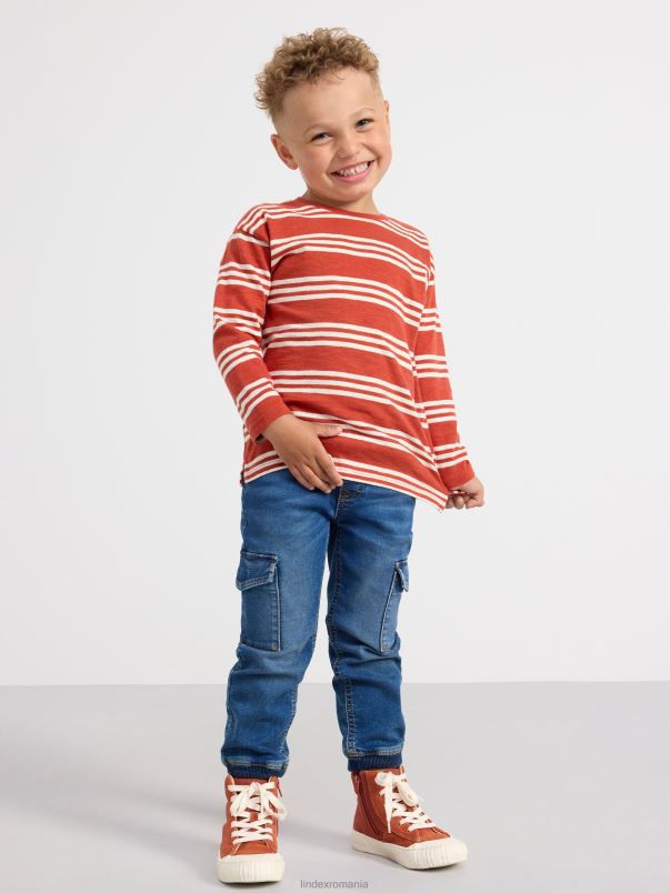 îmbrăcăminte VHZ2F2761 top cu maneca lunga cu dungi copii roșu închis praf Lindex