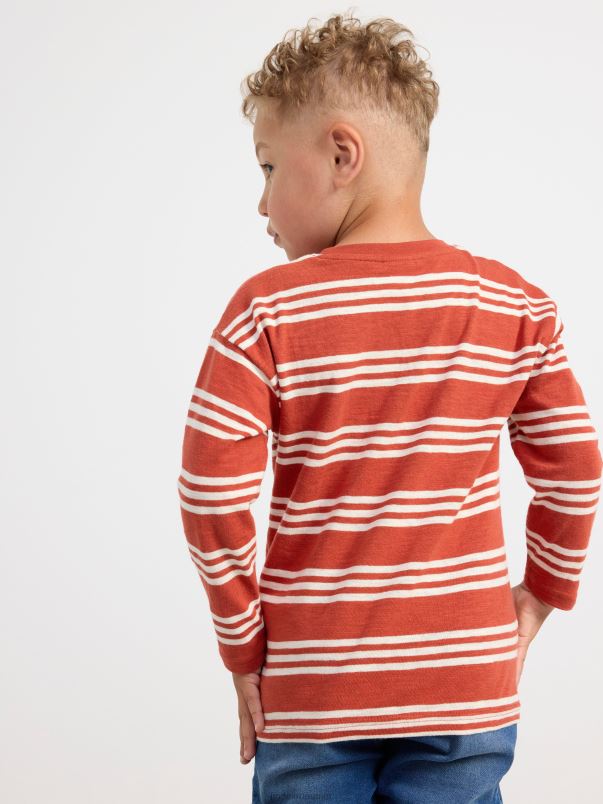 îmbrăcăminte VHZ2F2761 top cu maneca lunga cu dungi copii roșu închis praf Lindex