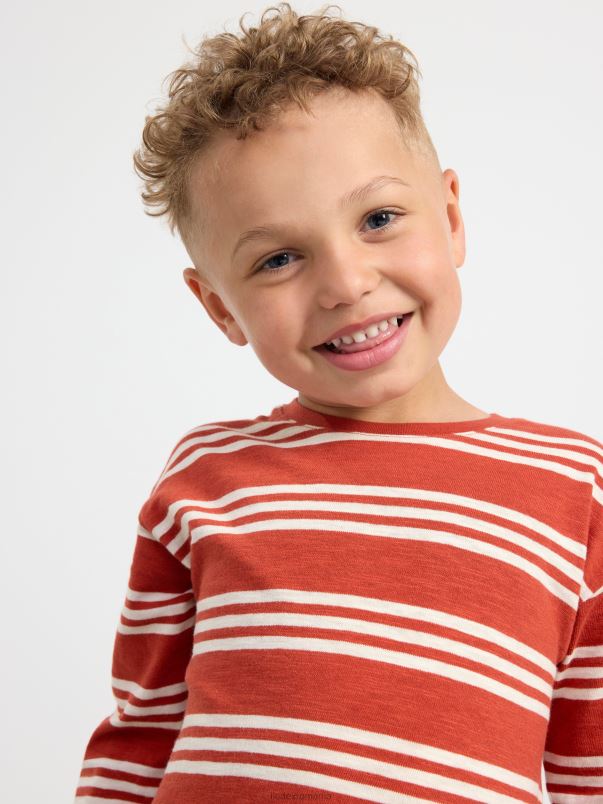 îmbrăcăminte VHZ2F2761 top cu maneca lunga cu dungi copii roșu închis praf Lindex