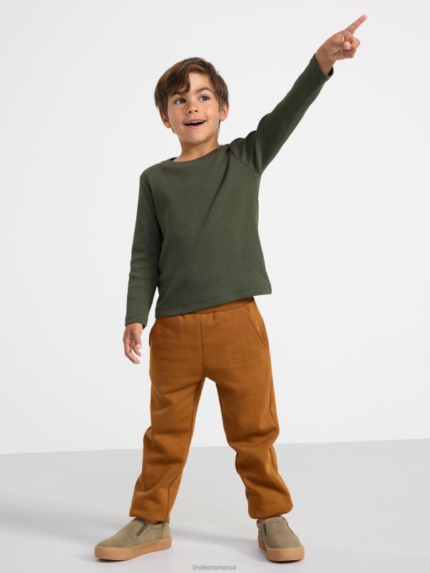 îmbrăcăminte VHZ2F2790 top cu mânecă lungă cu nervuri copii verde kaki închis Lindex