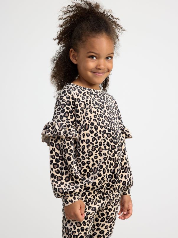 îmbrăcăminte VHZ2F3429 pulover din velur cu model copii bej deschis Lindex