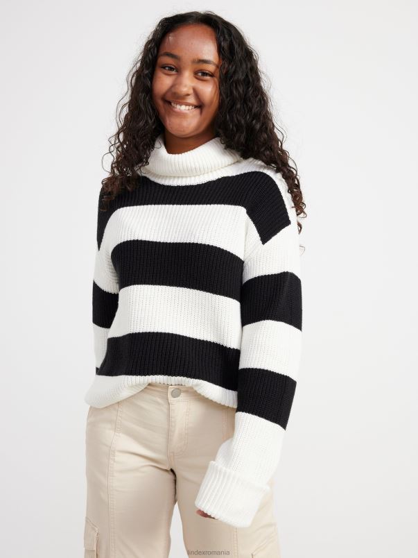 îmbrăcăminte VHZ2F3438 jumper cu gât rulat din coastă copii alb praf deschis Lindex