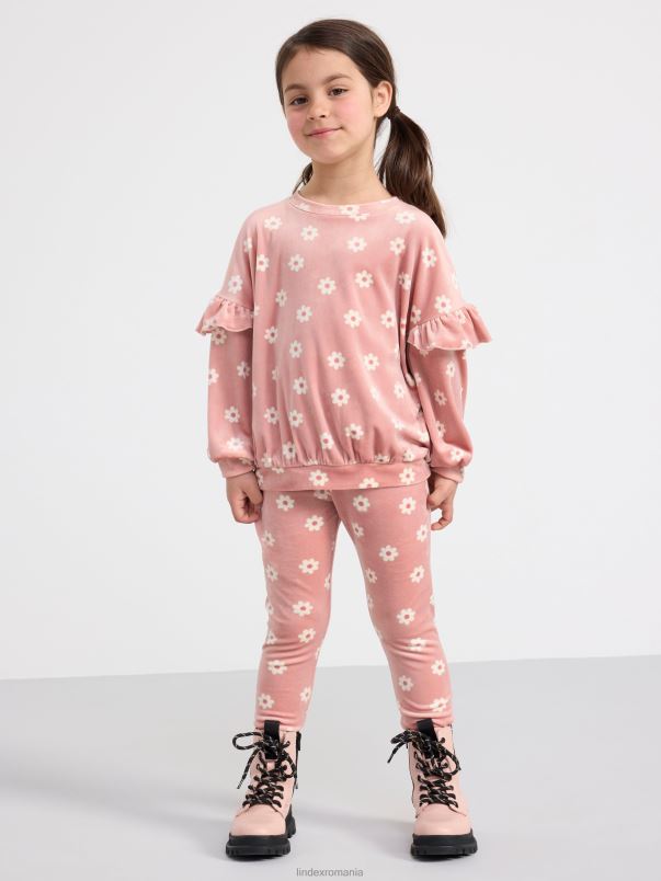 îmbrăcăminte VHZ2F3439 pulover din velur cu model copii roz praf Lindex