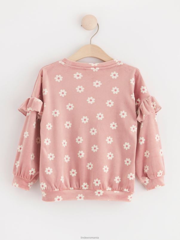 îmbrăcăminte VHZ2F3439 pulover din velur cu model copii roz praf Lindex