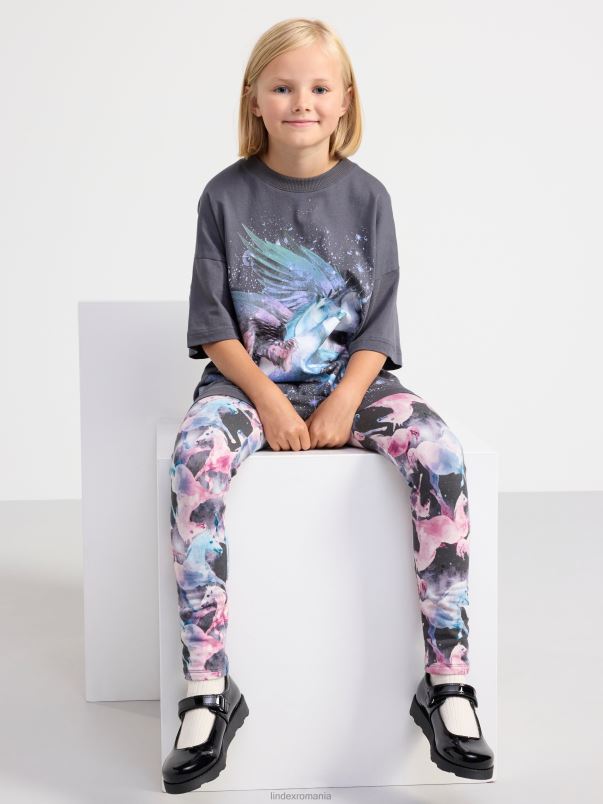 îmbrăcăminte VHZ2F2676 tricou cu imprimeu copii gri inchis Lindex