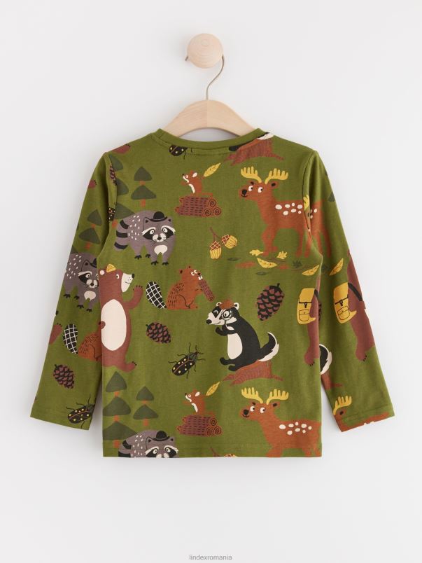 îmbrăcăminte VHZ2F2678 top cu animal print copii verde inchis Lindex