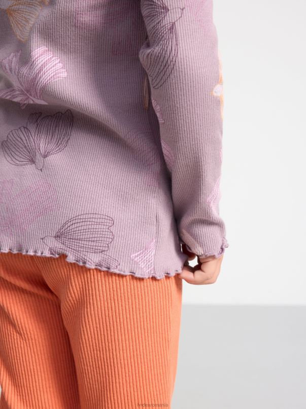 îmbrăcăminte VHZ2F2679 top striat cu detalii de volan copii liliac praf deschis Lindex