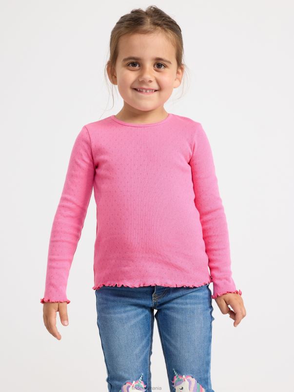 îmbrăcăminte VHZ2F2680 vârf în pointelle cu volane copii roz Lindex