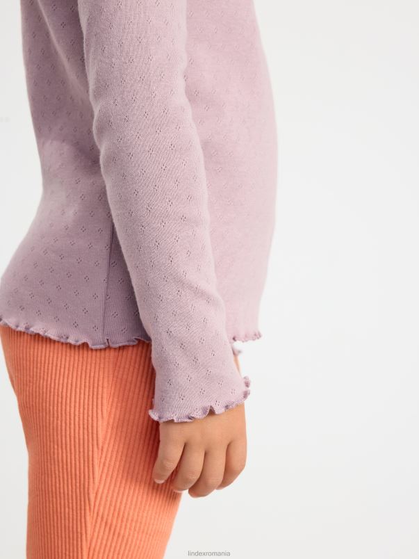 îmbrăcăminte VHZ2F2688 vârf în pointelle cu volane copii liliac praf deschis Lindex