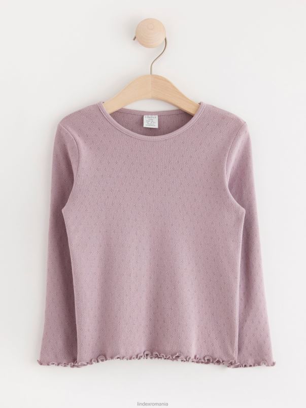 îmbrăcăminte VHZ2F2688 vârf în pointelle cu volane copii liliac praf deschis Lindex