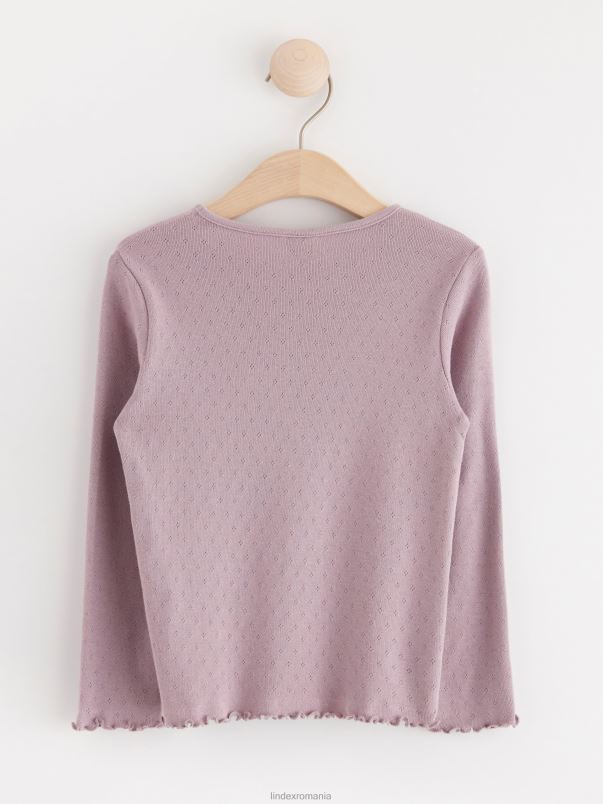 îmbrăcăminte VHZ2F2688 vârf în pointelle cu volane copii liliac praf deschis Lindex