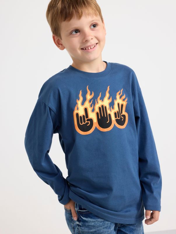 îmbrăcăminte VHZ2F2707 top cu imprimeu copii albastru praf închis Lindex