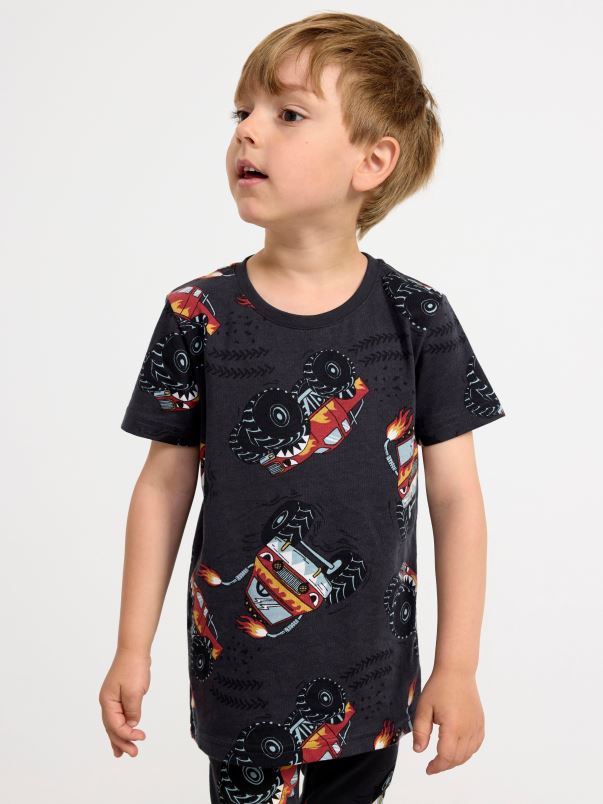 îmbrăcăminte VHZ2F2754 tricou cu monstertrucks copii negru Lindex
