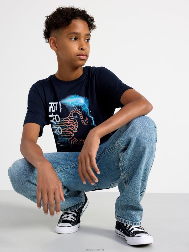 îmbrăcăminte VHZ2F2771 tricou cu imprimeu copii bleumarin inchis Lindex