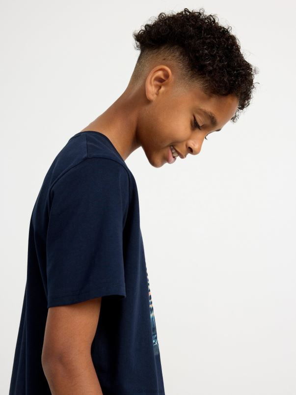 îmbrăcăminte VHZ2F2771 tricou cu imprimeu copii bleumarin inchis Lindex