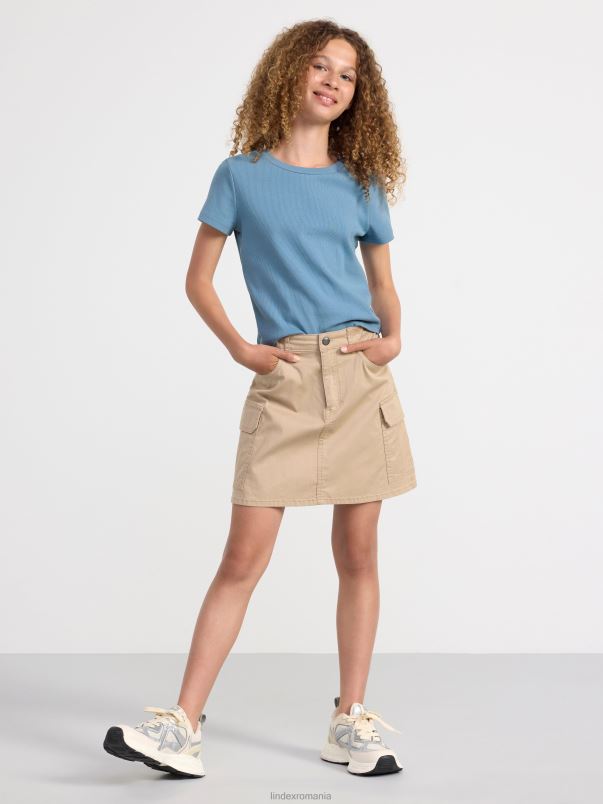 îmbrăcăminte VHZ2F2778 top decupat cu nervuri copii albastru deschis praf Lindex