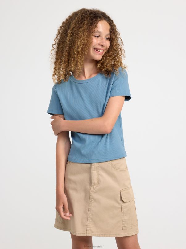 îmbrăcăminte VHZ2F2778 top decupat cu nervuri copii albastru deschis praf Lindex