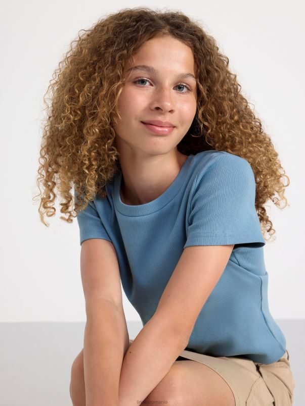 îmbrăcăminte VHZ2F2778 top decupat cu nervuri copii albastru deschis praf Lindex