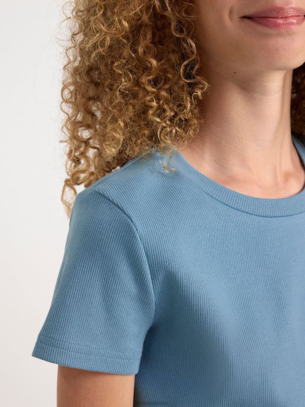 îmbrăcăminte VHZ2F2778 top decupat cu nervuri copii albastru deschis praf Lindex