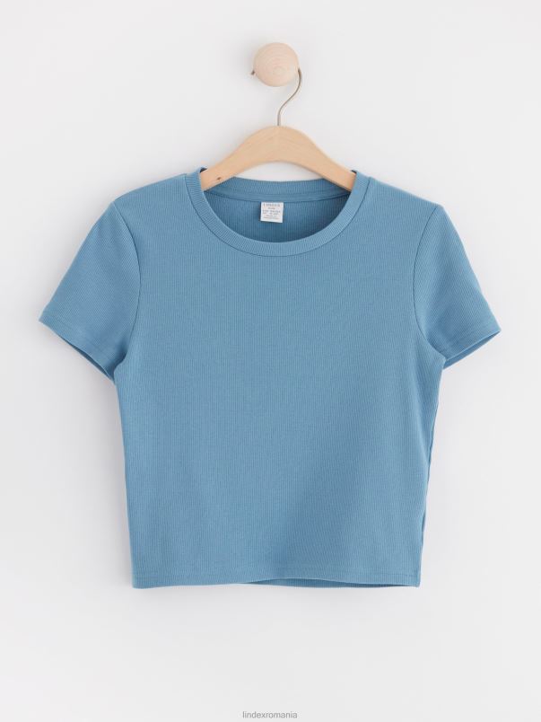 îmbrăcăminte VHZ2F2778 top decupat cu nervuri copii albastru deschis praf Lindex