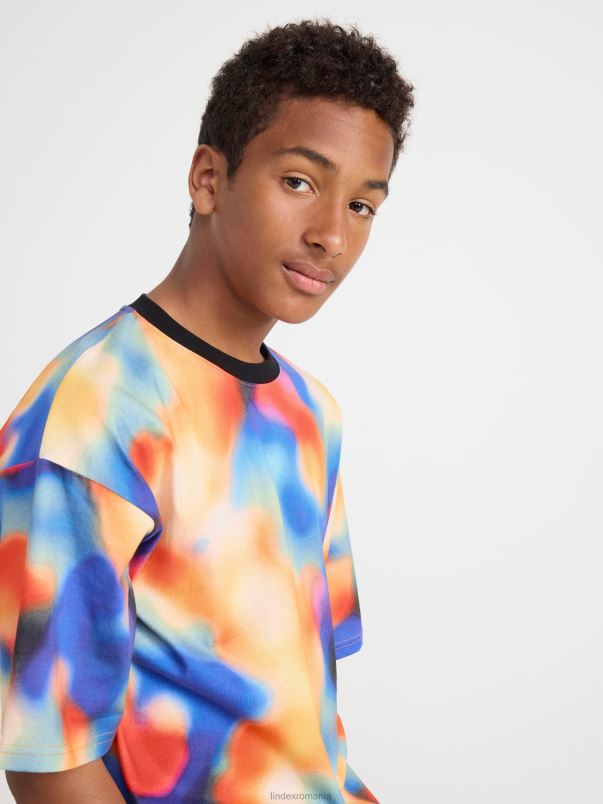 îmbrăcăminte VHZ2F2787 tricou cu imprimeu peste tot copii lumina portocalie Lindex