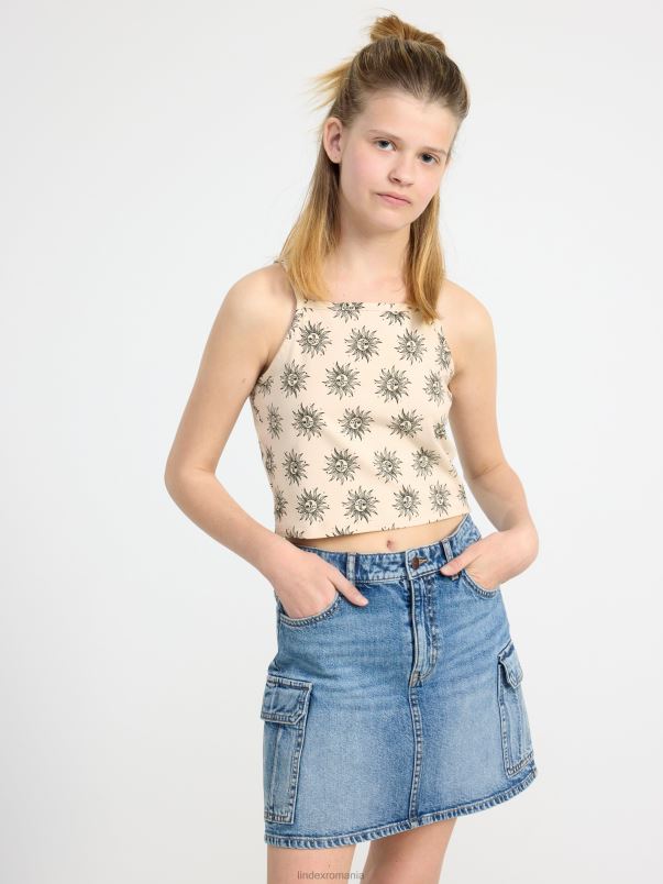 îmbrăcăminte VHZ2F2795 maiou cu bretele subțiri copii bej deschis Lindex