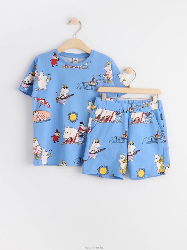 îmbrăcăminte VHZ2F2796 set cu imprimeu moomin copii E albastru praf Lindex