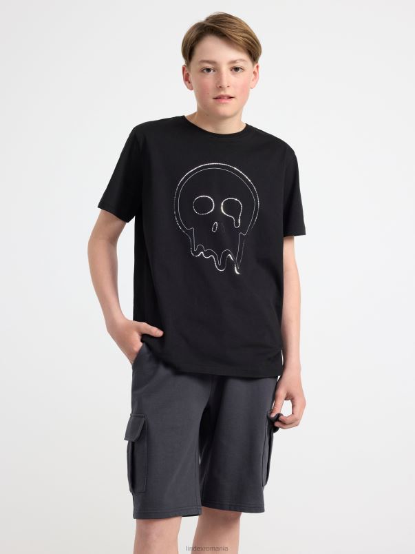 îmbrăcăminte VHZ2F2804 tricou cu craniu copii negru Lindex