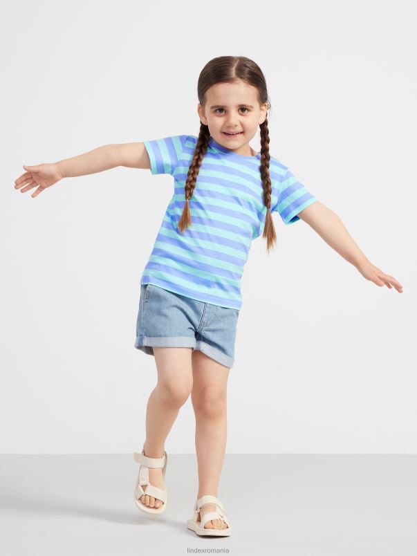 îmbrăcăminte VHZ2F2825 tricou cu dungi copii albastru deschis Lindex