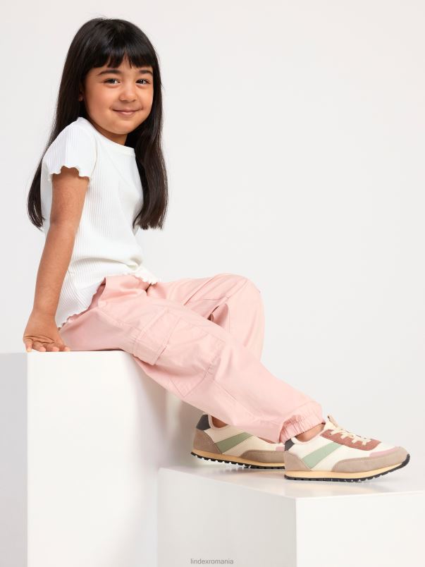 îmbrăcăminte VHZ2F2838 top cu mânecă scurtă cu nervuri copii alb praf deschis Lindex