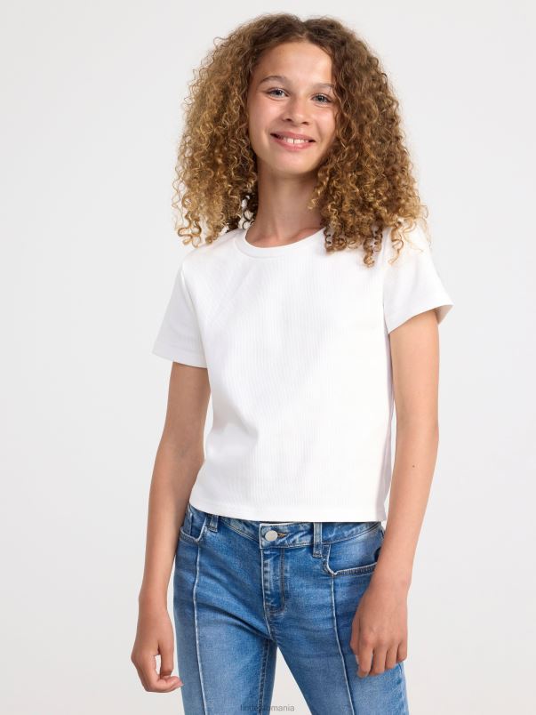 îmbrăcăminte VHZ2F2852 top decupat cu nervuri copii aproape alb Lindex