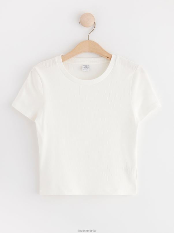 îmbrăcăminte VHZ2F2852 top decupat cu nervuri copii aproape alb Lindex