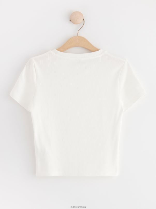 îmbrăcăminte VHZ2F2852 top decupat cu nervuri copii aproape alb Lindex