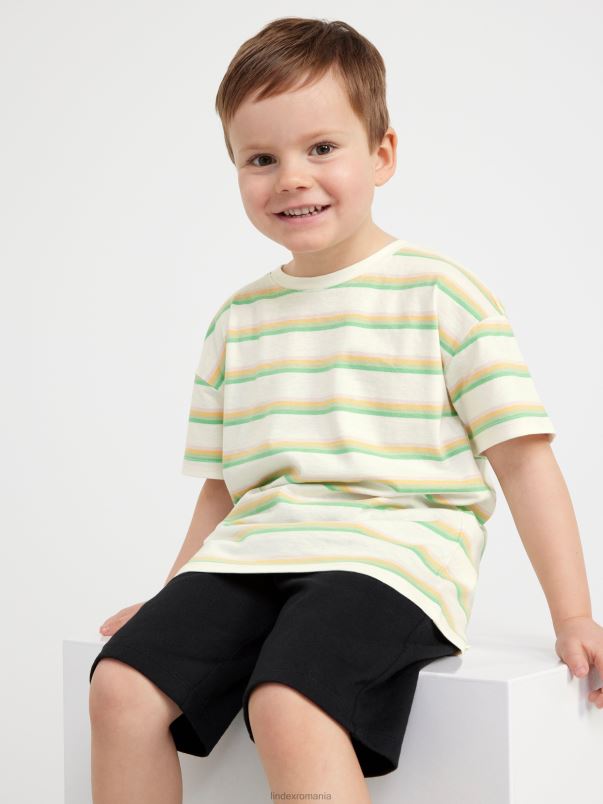 îmbrăcăminte VHZ2F2853 tricou supradimensionat cu dungi copii alb praf deschis Lindex