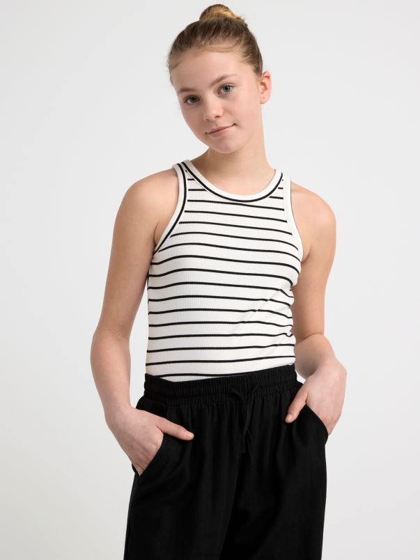 îmbrăcăminte VHZ2F2856 maiou cu nervuri copii alb Lindex