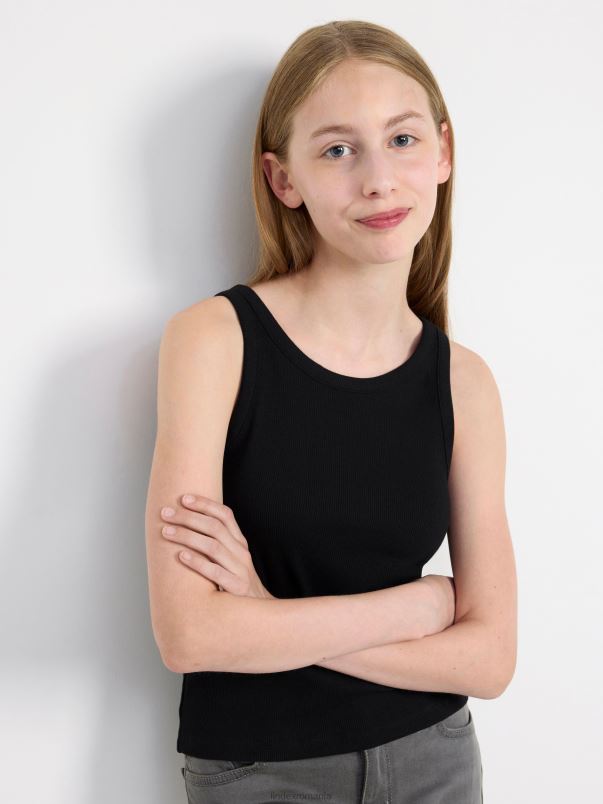 îmbrăcăminte VHZ2F2860 maiou cu nervuri copii negru Lindex