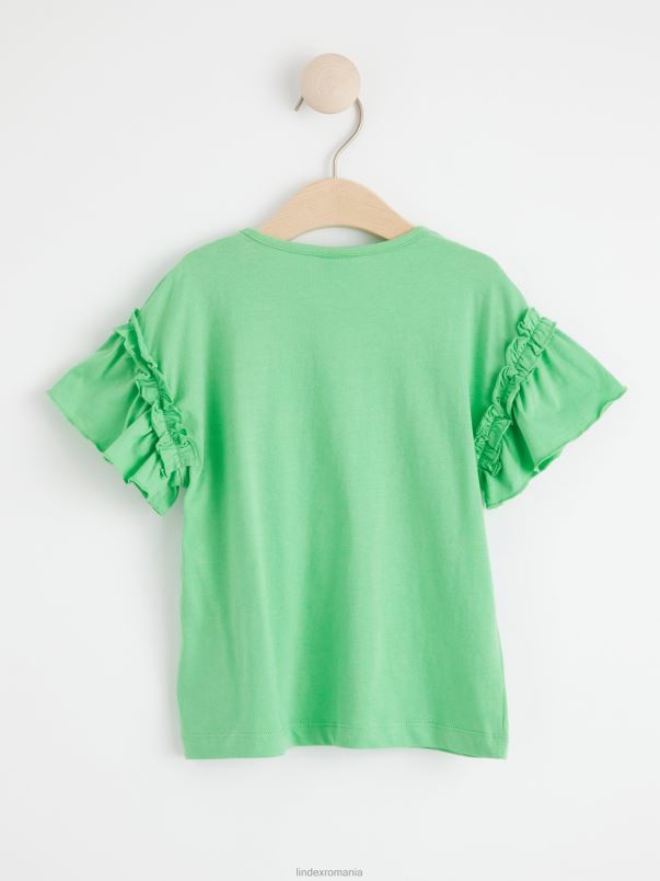 îmbrăcăminte VHZ2F2862 top cu maneca scurta cu volane copii verde Lindex