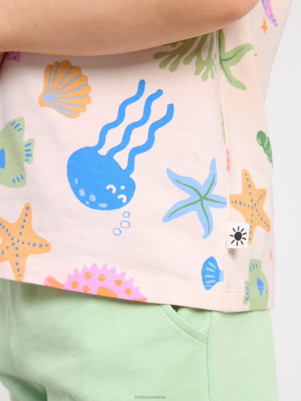 îmbrăcăminte VHZ2F2892 tricou cu animale marine copii roz deschis Lindex