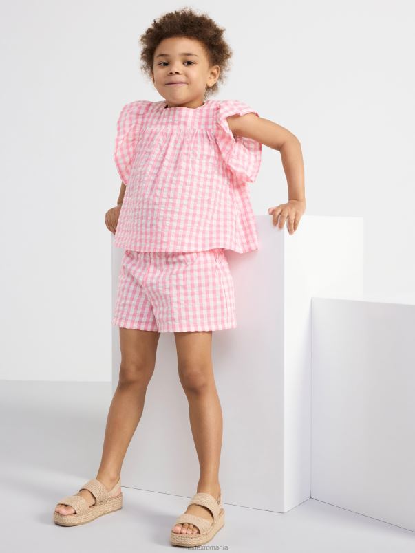 îmbrăcăminte VHZ2F2893 top seersucker cu carouri copii roz Lindex