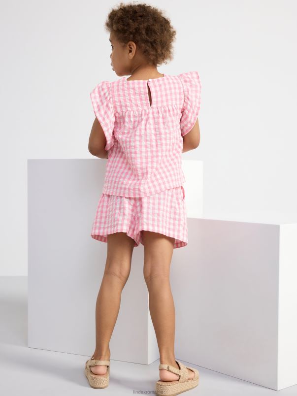 îmbrăcăminte VHZ2F2893 top seersucker cu carouri copii roz Lindex