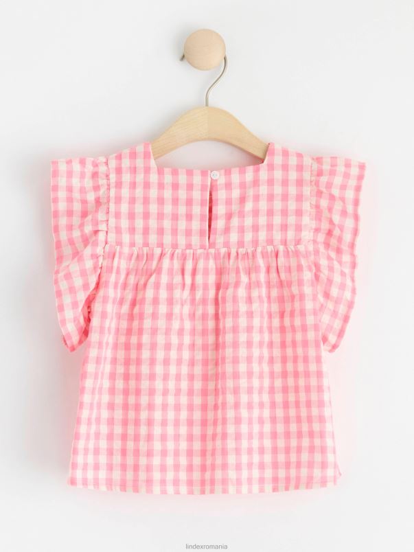 îmbrăcăminte VHZ2F2893 top seersucker cu carouri copii roz Lindex