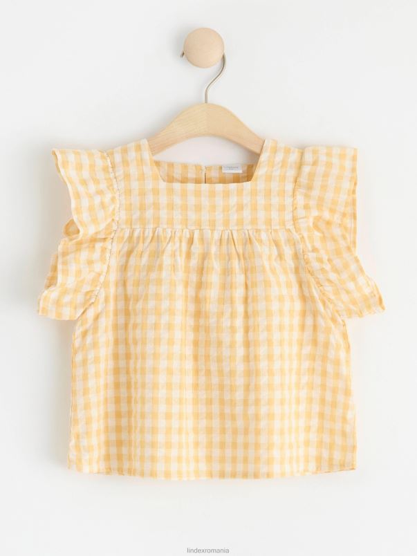 îmbrăcăminte VHZ2F2894 top seersucker cu carouri copii galben praf deschis Lindex