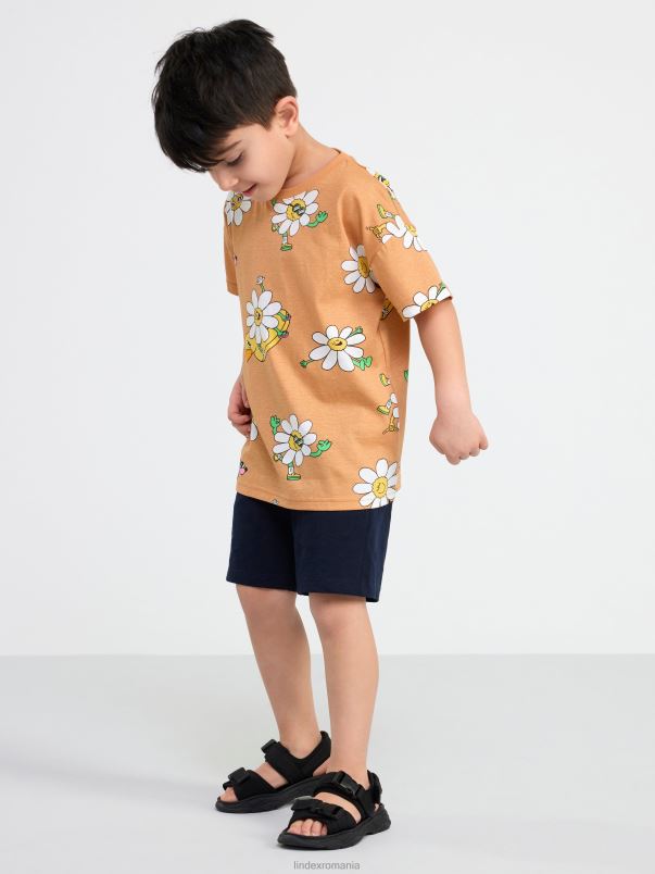 îmbrăcăminte VHZ2F2906 tricou cu flori misto copii bej închis Lindex