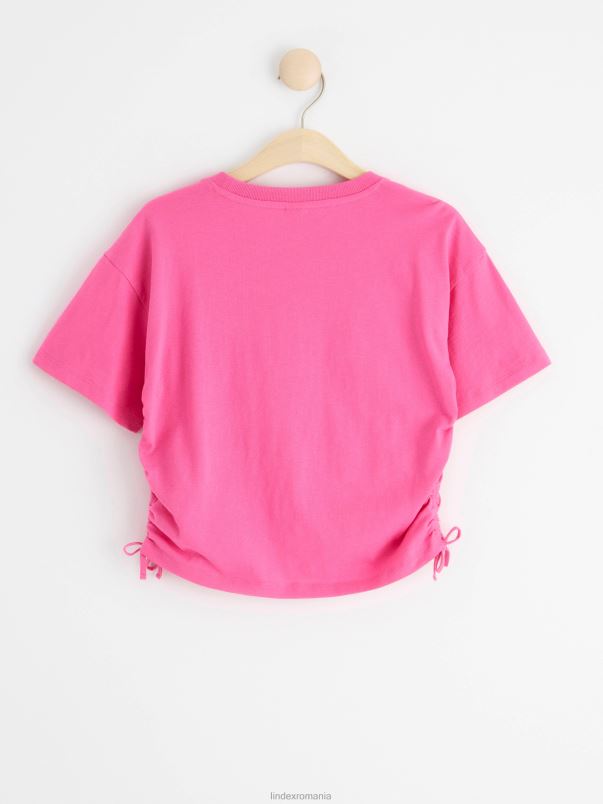 îmbrăcăminte VHZ2F2913 tricou decupat cu imprimeu și adunări copii roz Lindex