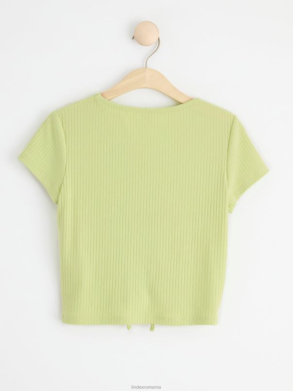 îmbrăcăminte VHZ2F2928 partea superioară cu nervuri cu adunări în față copii verde deschis Lindex