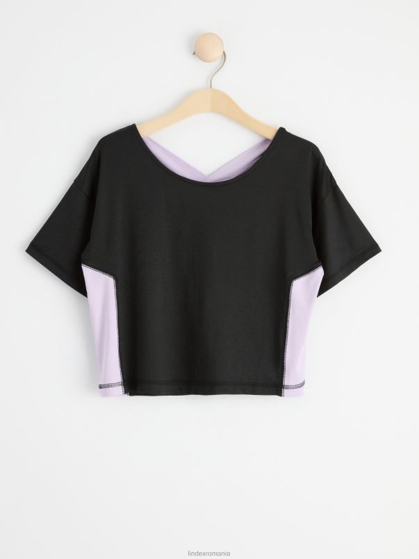 îmbrăcăminte VHZ2F2931 top sport cu maneca scurta copii negru Lindex