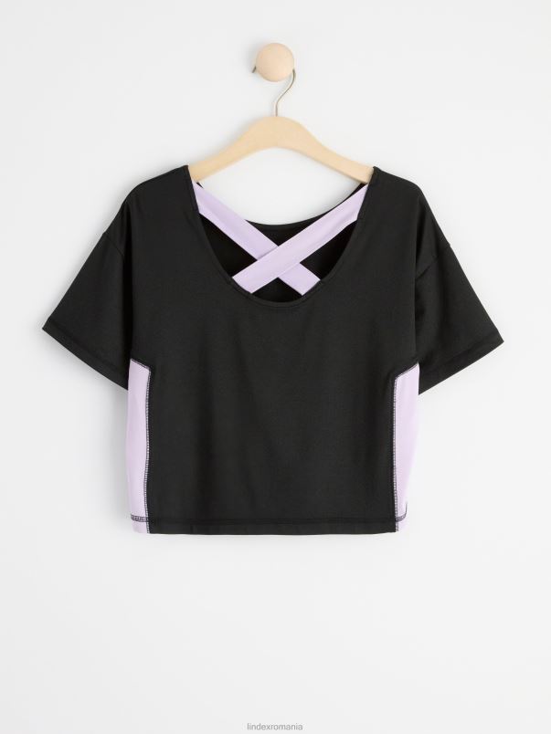 îmbrăcăminte VHZ2F2931 top sport cu maneca scurta copii negru Lindex