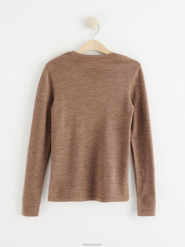 îmbrăcăminte VHZ2F3047 top din lana merinos copii melange maro Lindex