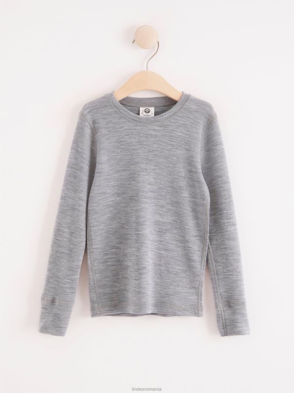îmbrăcăminte VHZ2F3056 fixează topul din lână merinos copii melange gri Lindex