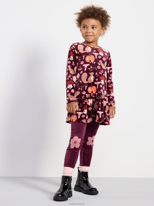 îmbrăcăminte VHZ2F3422 tunică din velur cu imprimeu copii liliac închis Lindex